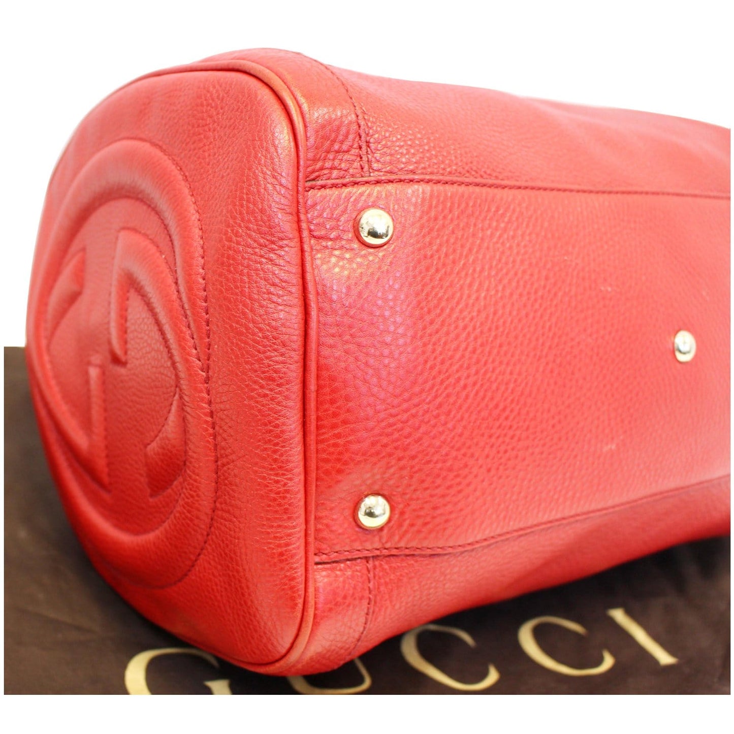 GUCCI Red Leather Soho Boston Bag