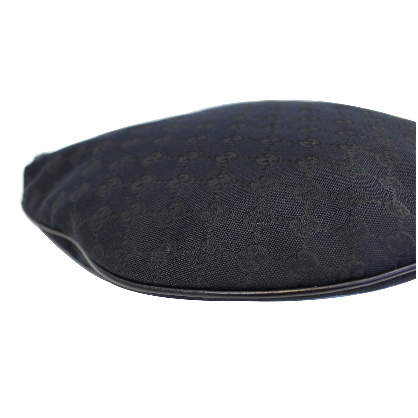 GUCCI GG Canvas Horsebit Medium Wave Hobo Bag Black