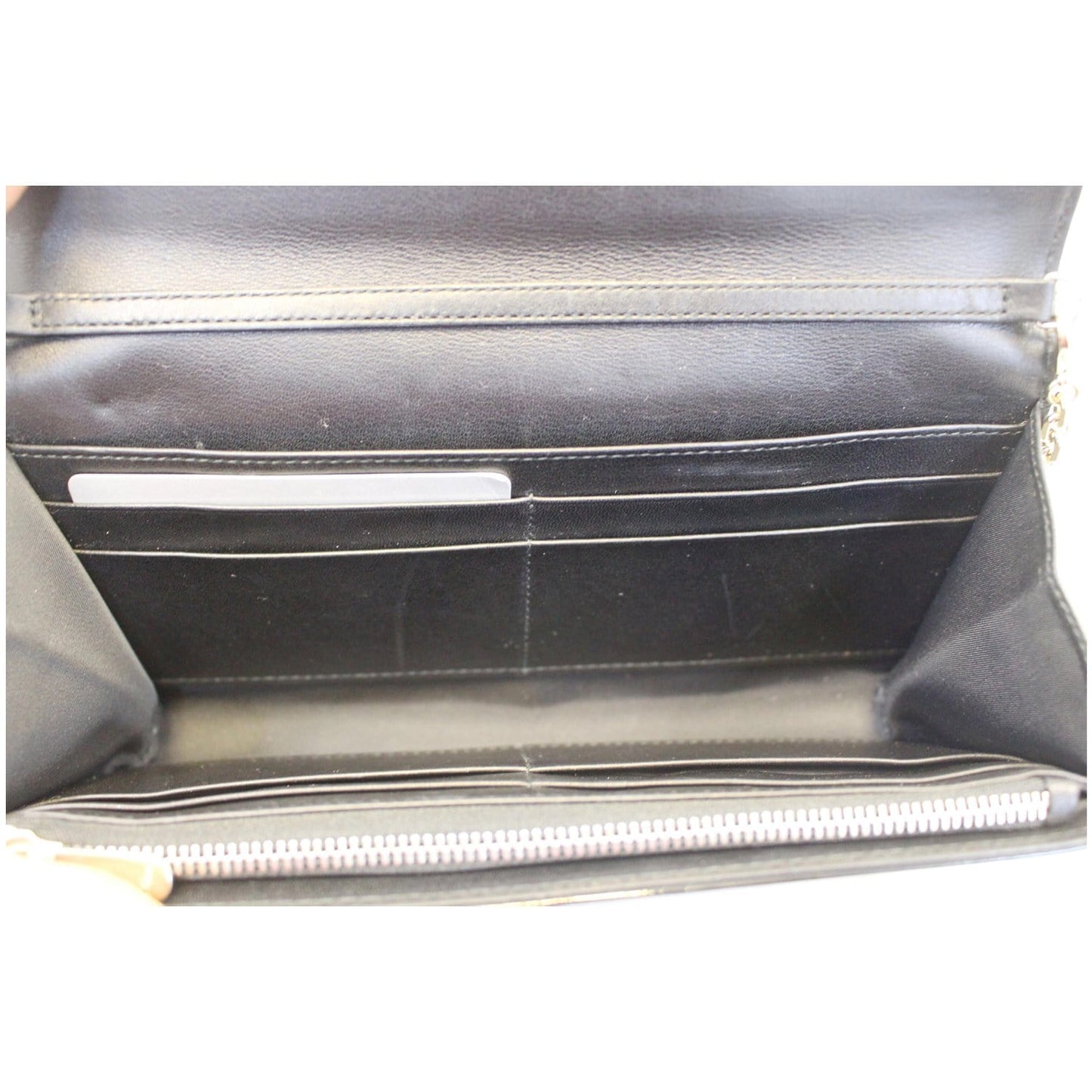 CHRISTIAN DIOR Lady Dior Croisiere Cannage Lambskin Chain Wallet Black