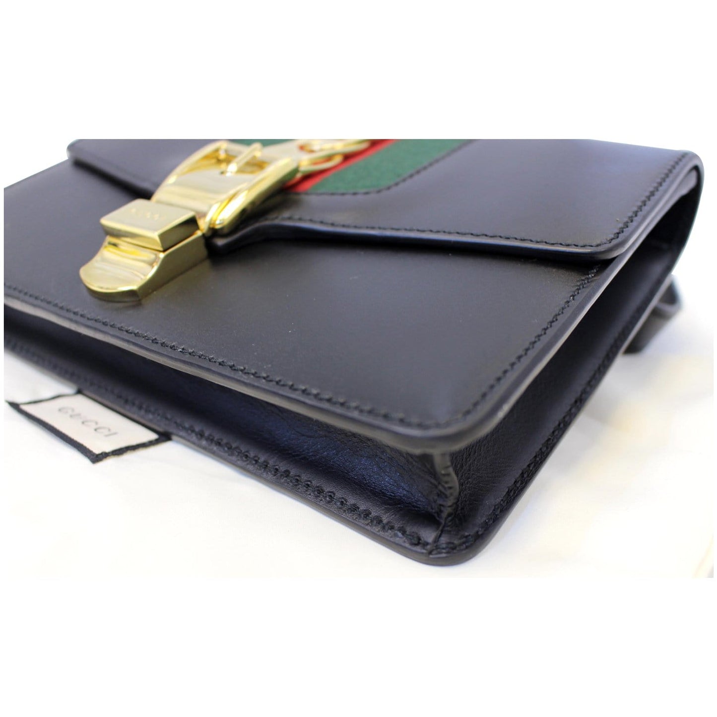 GUCCI Sylvie Calfskin Leather Belt Bumbag Black 476811