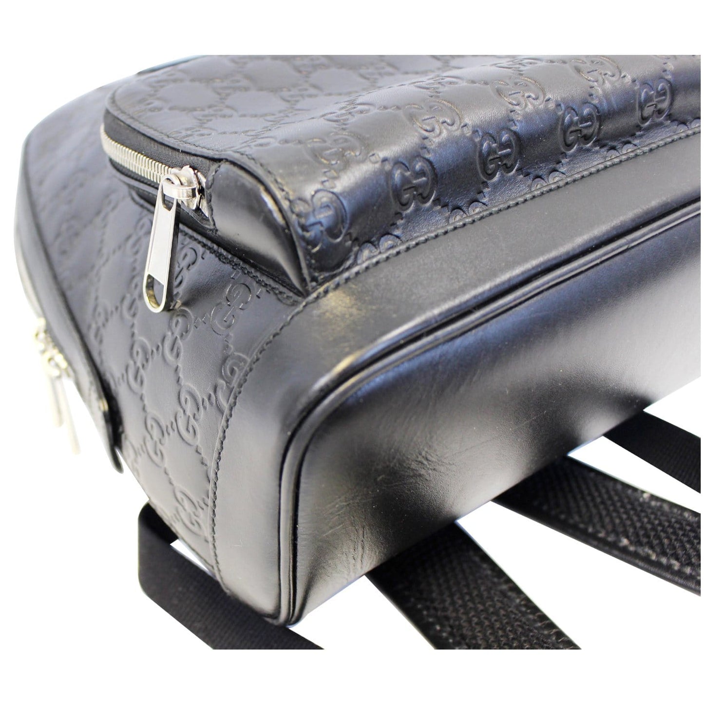 GUCCI Signature Leather Backpack Bag Black