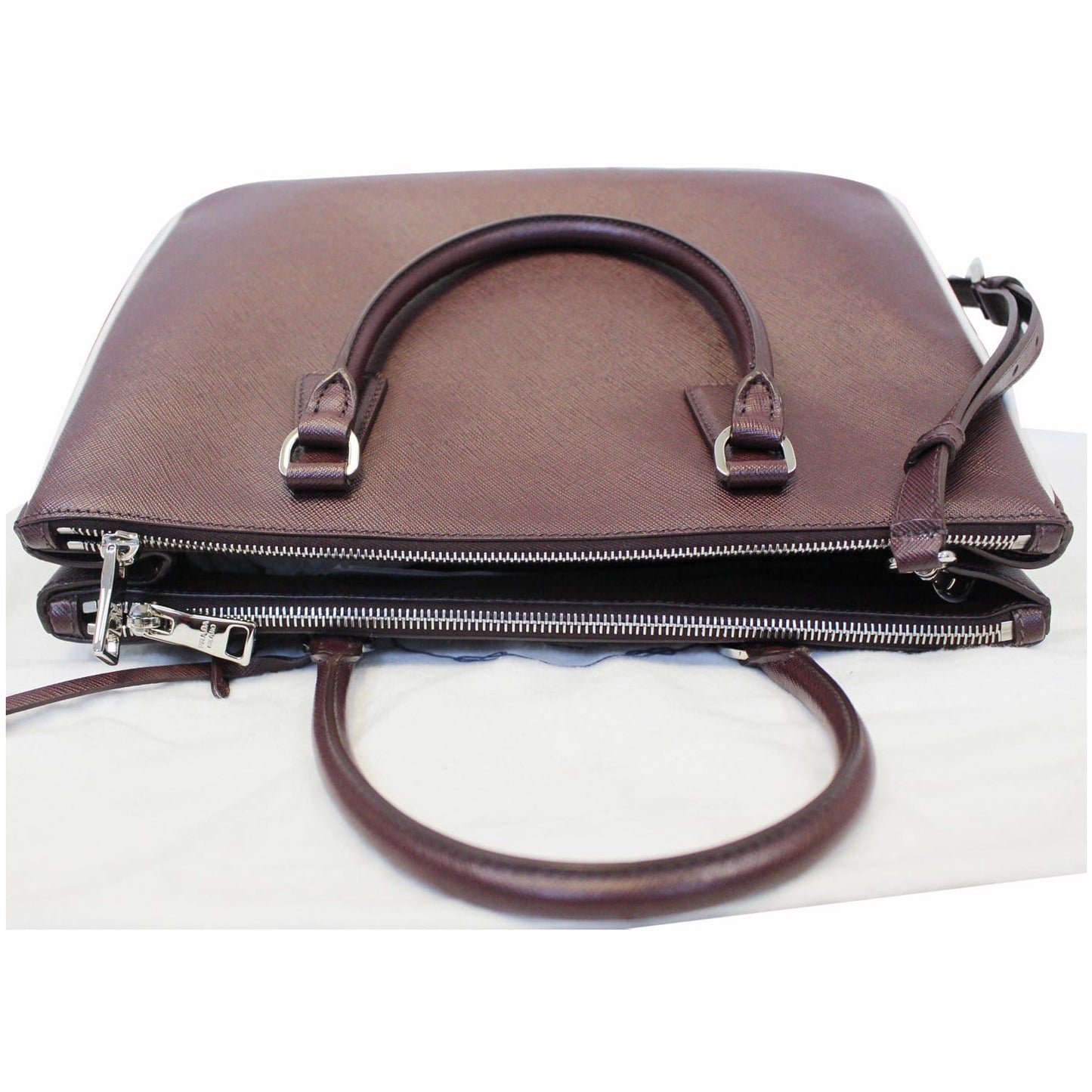 PRADA Lux Large Saffiano Leather Tote Shoulder Bag Burgundy