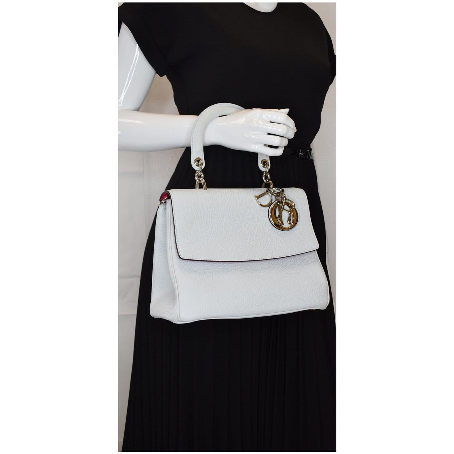CHRISTIAN DIOR Be Dior Small Leather Flap Shoulder Bag Grey