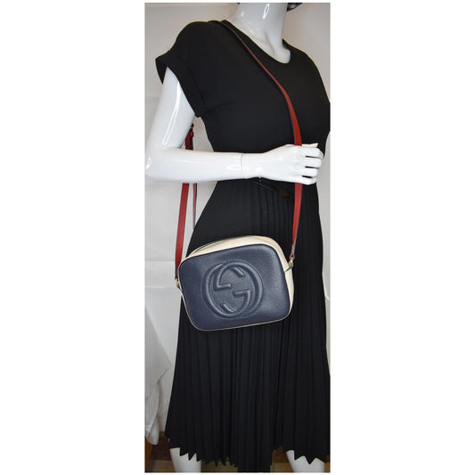 GUCCI Soho Disco Small GG Leather Crossbody Bag Navy 431567