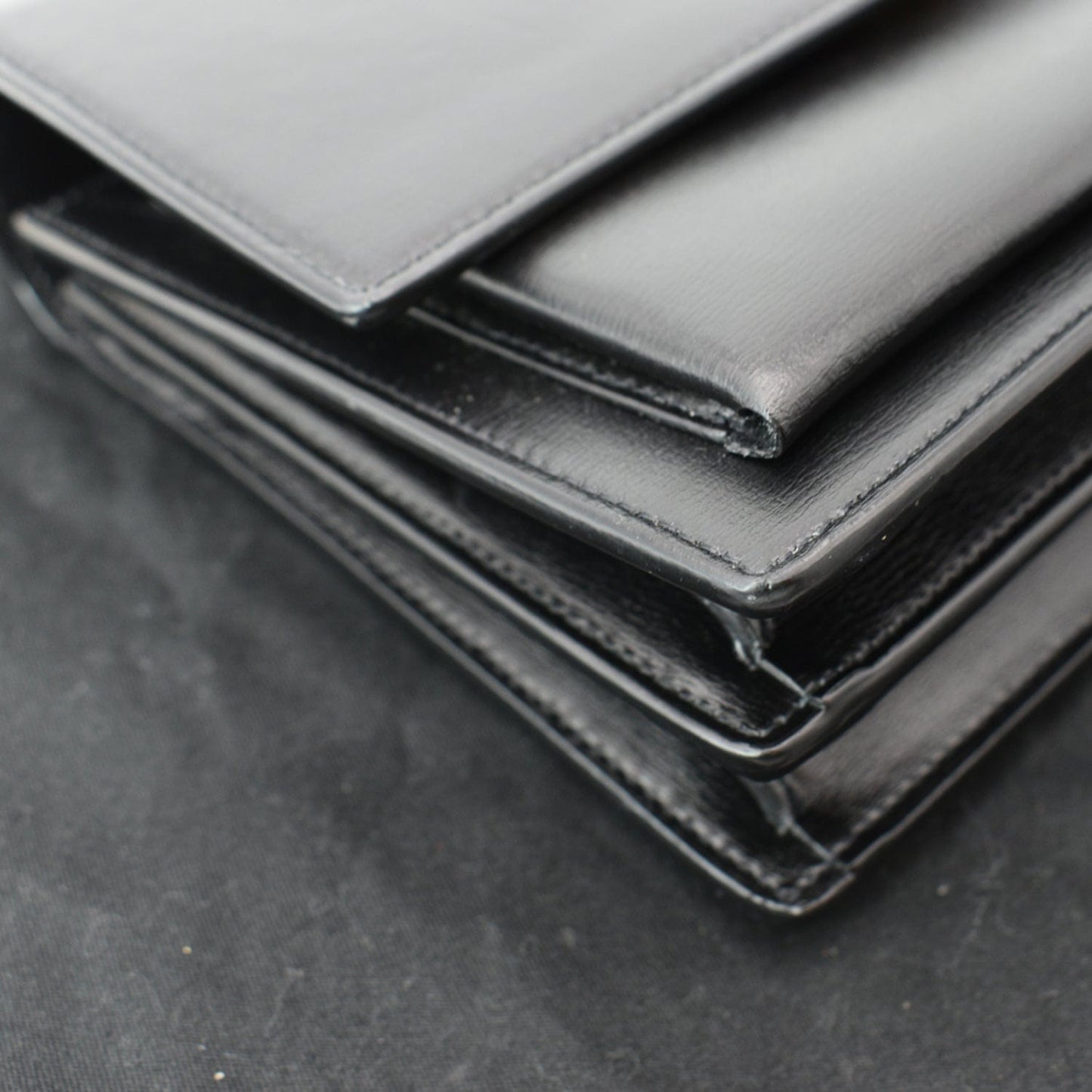 YVES SAINT LAURENT Monogram Sunset Medium Leather Shoulder Bag Black