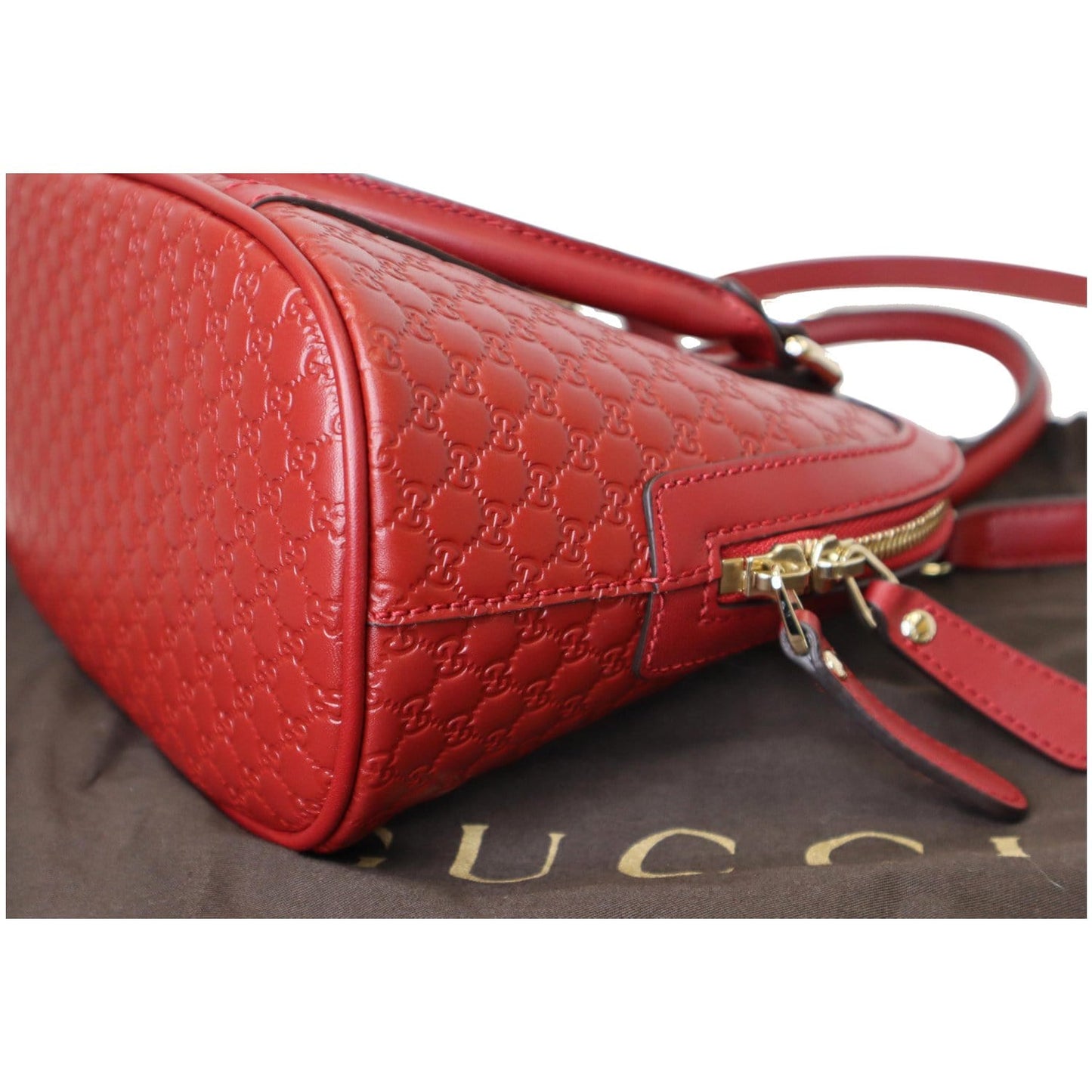 GUCCI Dome Convertible Micro Guccissima Crossbody Bag Red 449654