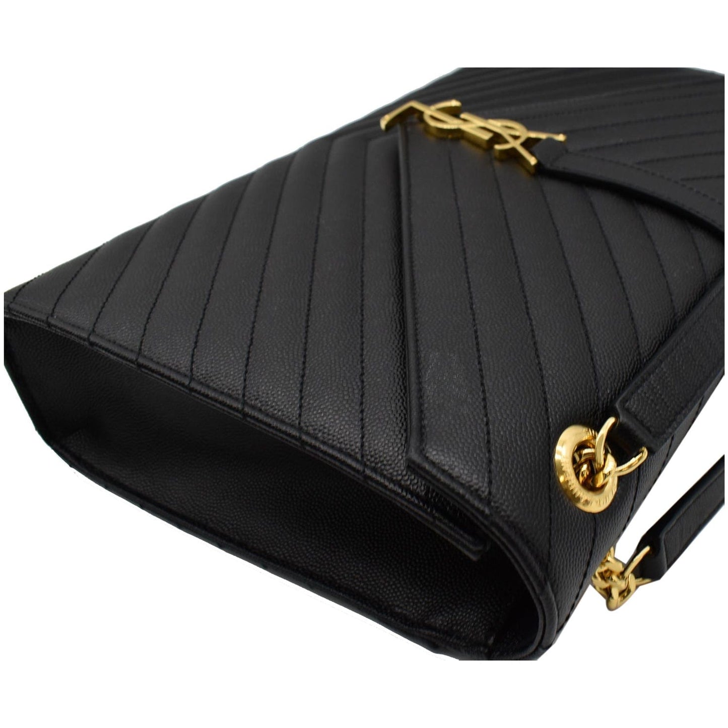 YVES SAINT LAURENT Large Envelope Mix Matelasse Grain De Poudre Chain Shoulder Bag Black