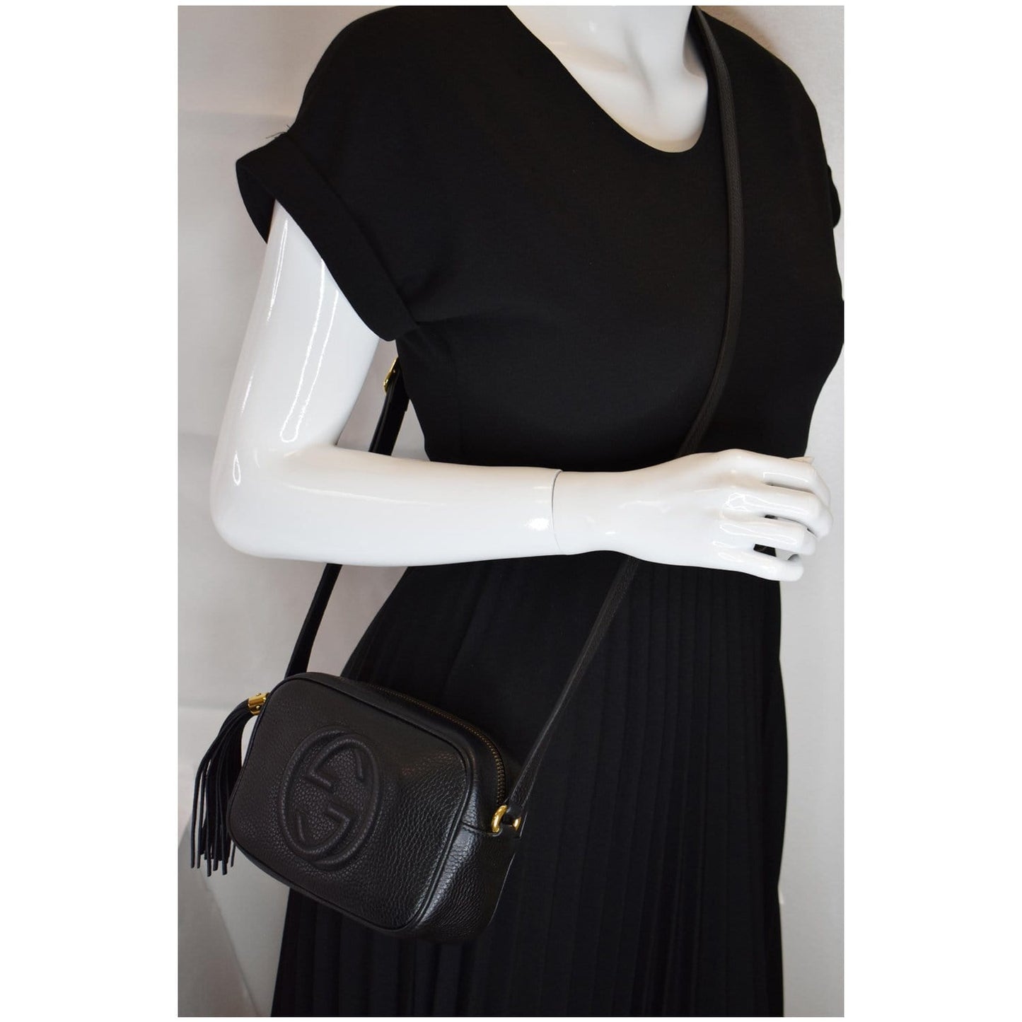 GUCCI Soho Disco Small Leather Crossbody Bag Black 347994