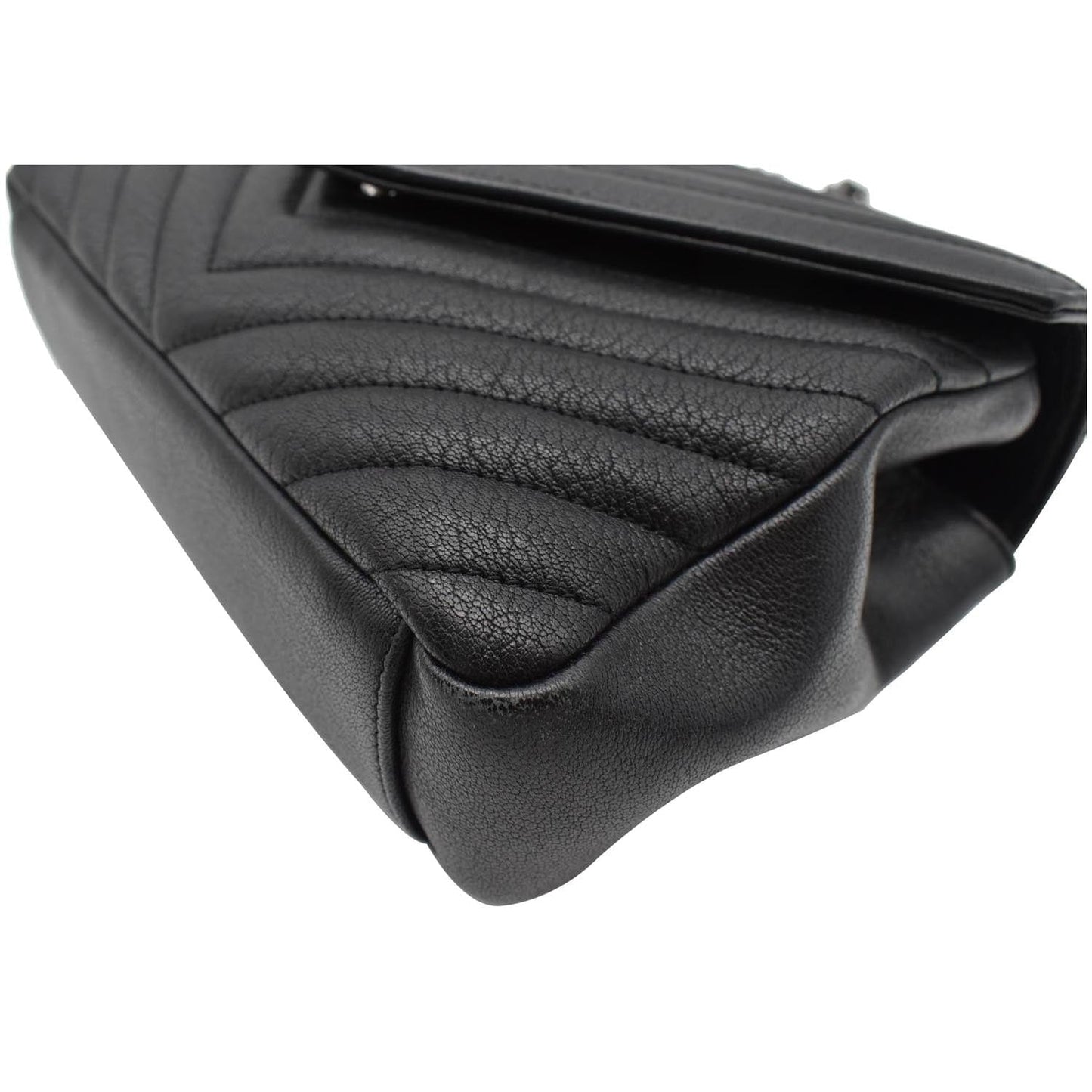 YVES SAINT LAURENT College Medium Monogram Chevron Leather Crossbody Bag Black