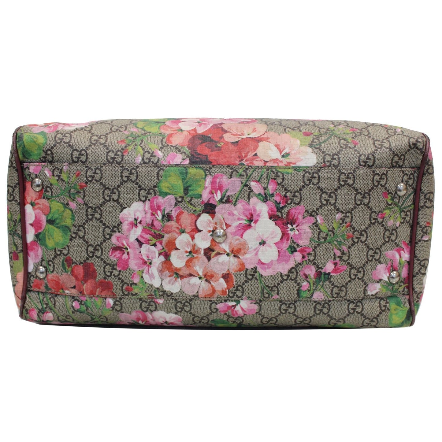 GUCCI Blooms Top Handle Supreme Canvas Large Boston Bag Beige/Ebony 409527