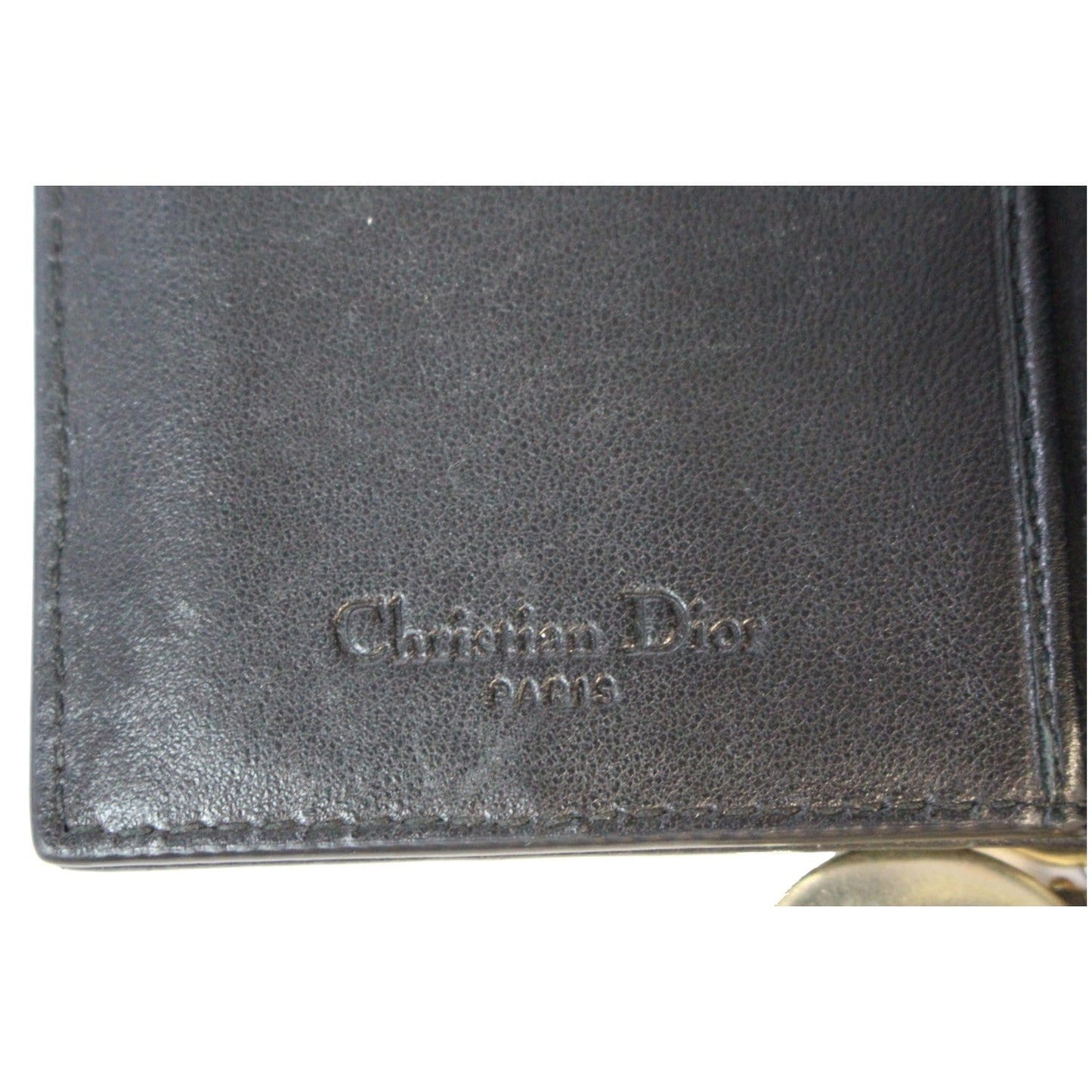 CHRISTIAN DIOR Mini Lady Dior Cannage Lambskin Compact Wallet Black