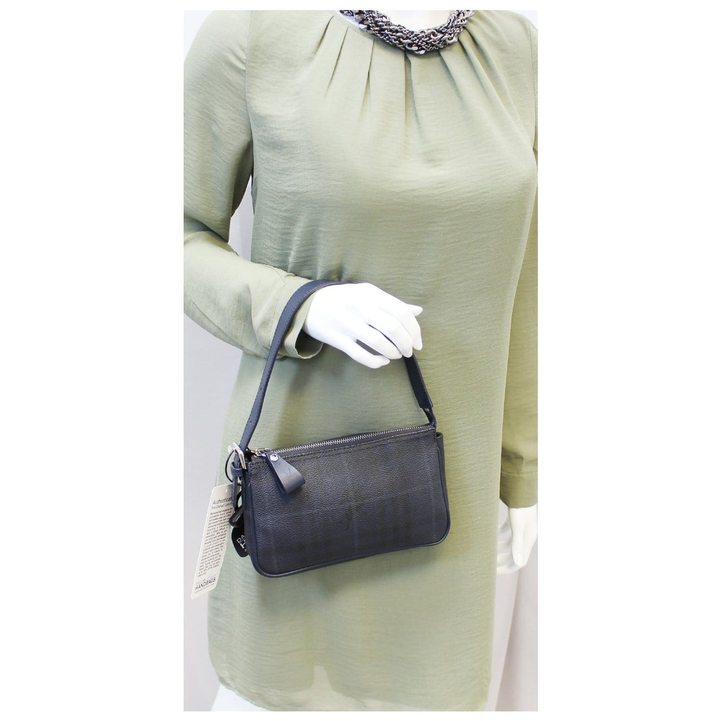 BURBERRY Coated Pochette Blue Canvas Clutch