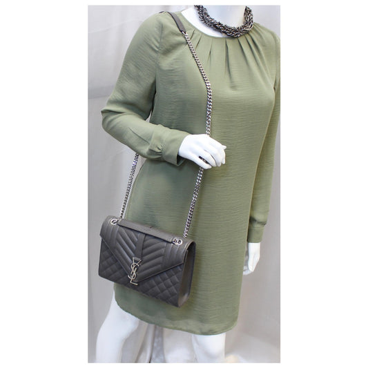 YVES Saint Laurent Envelope Medium Chain Shoulder Bag Grey
