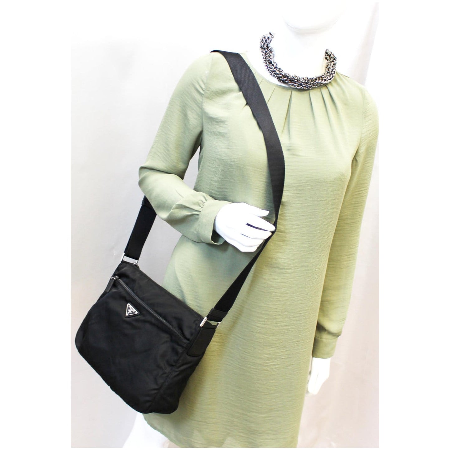 PRADA Large Nylon Crossbody Bag Black