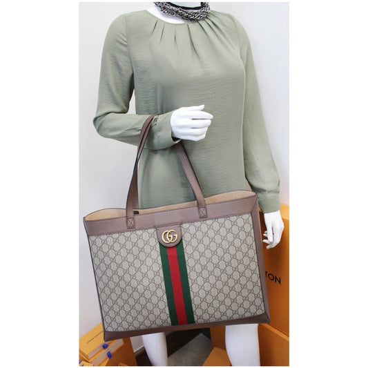 GUCCI Ophidia Soft GG Supreme Tote Bag Brown 547947