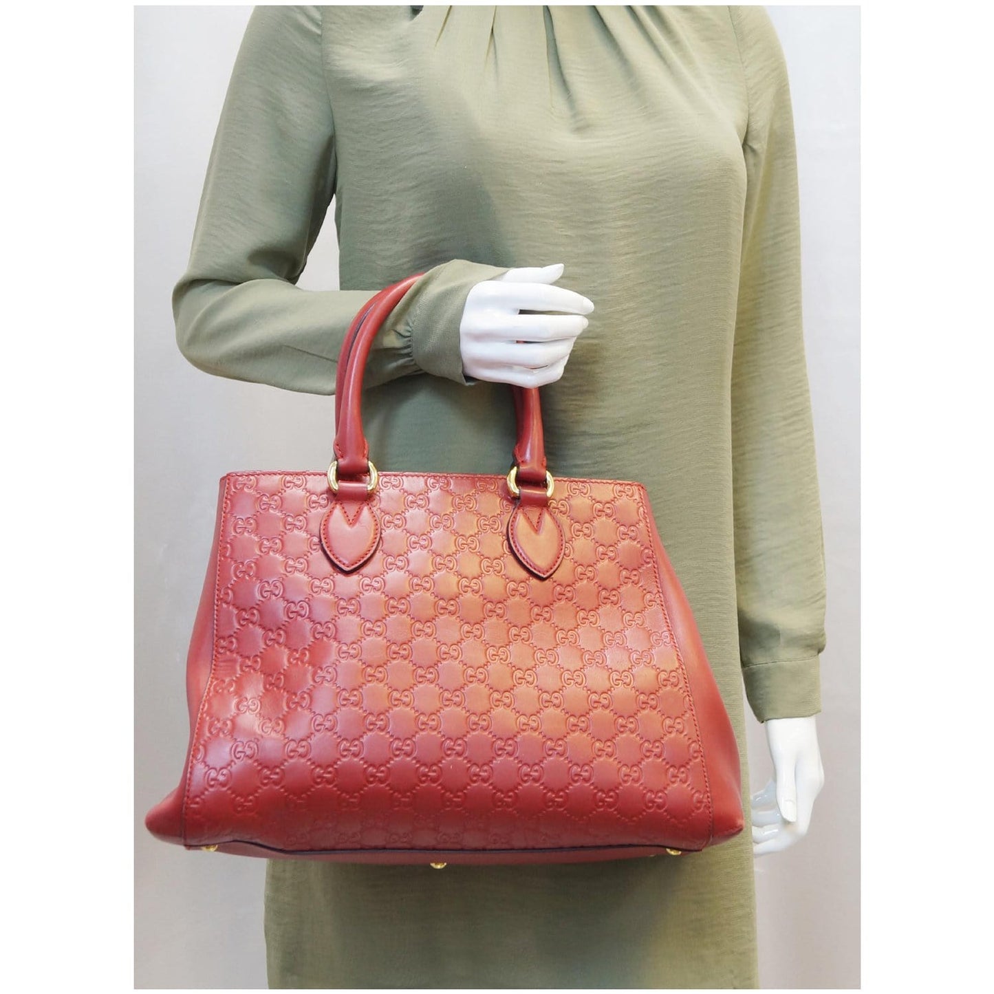 GUCCI Guccissima Leather Top Handle Bag Red 453704