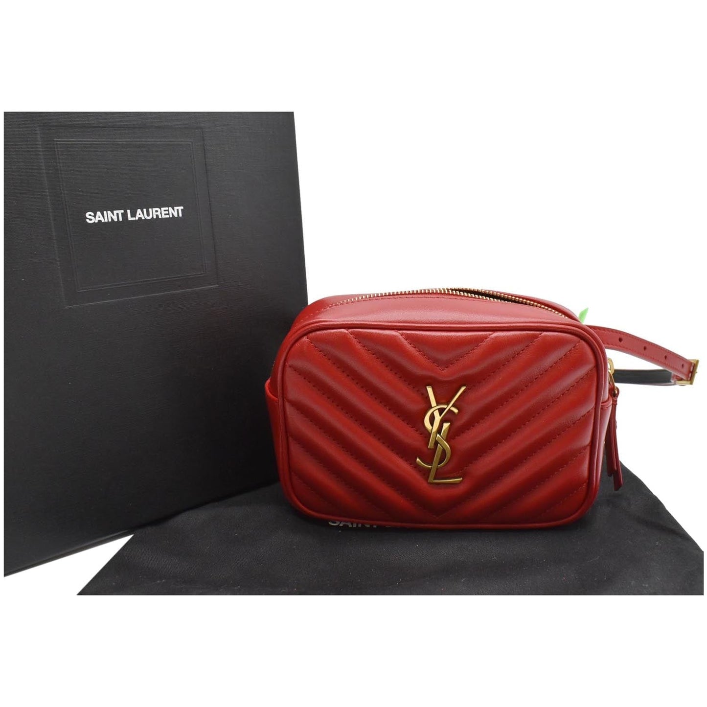 YVES SAINT LAURENT Lou Chevron Leather Belt Bag Red - 10% OFF