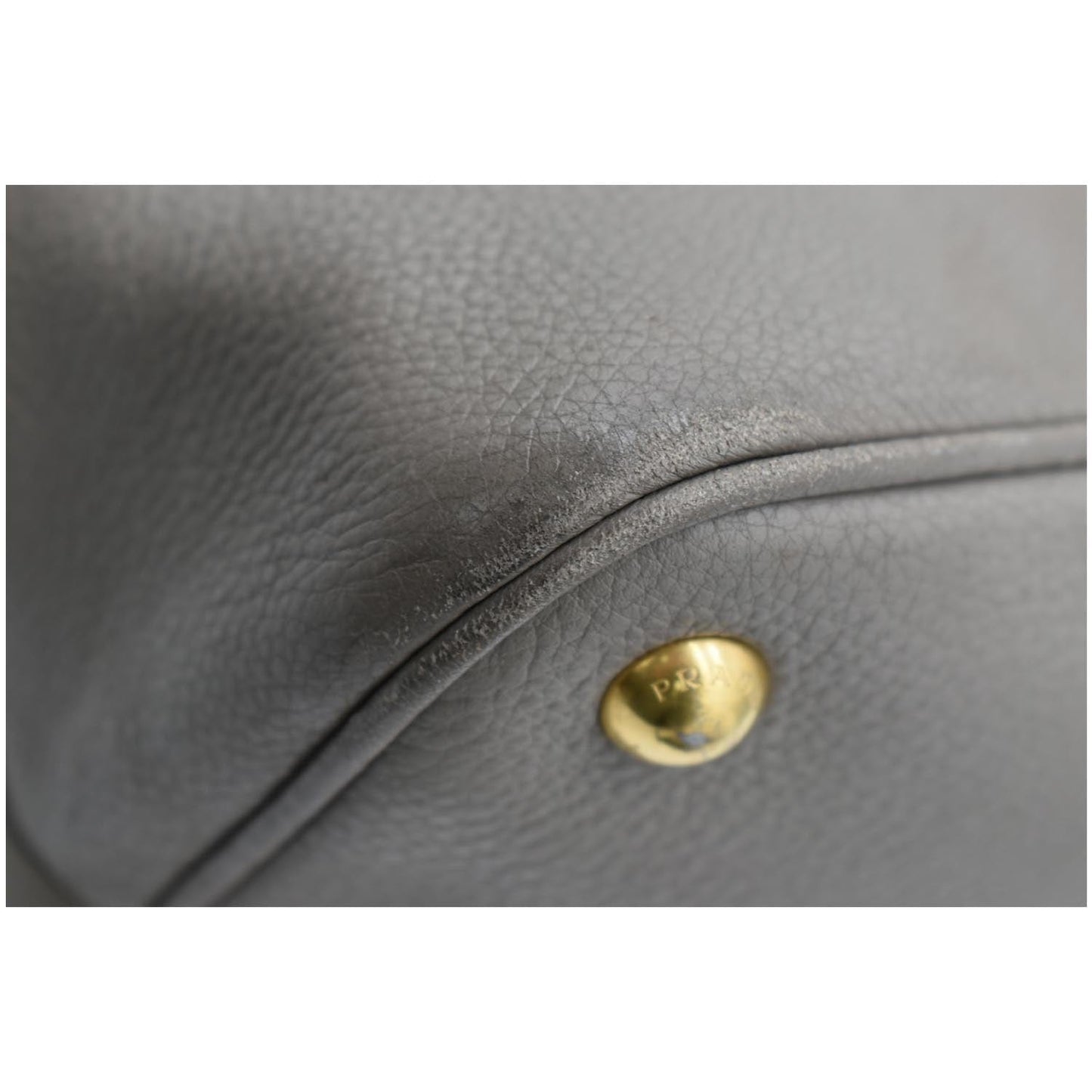PRADA Calf Leather Tote Bag Clay Gray