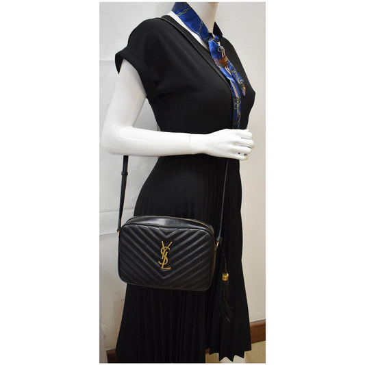 YVES SAINT LAURENT Lou Leather Camera Crossbody Bag Black
