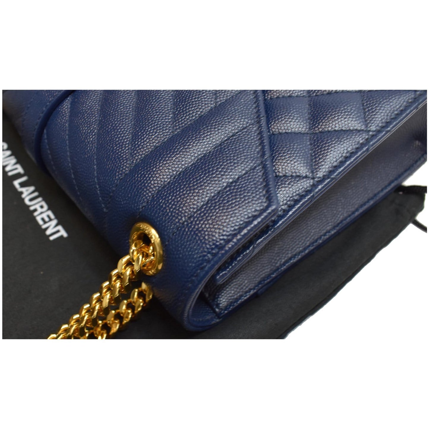YVES SAINT LAURENT Envelope Chain Medium Leather Shoulder Bag Blue