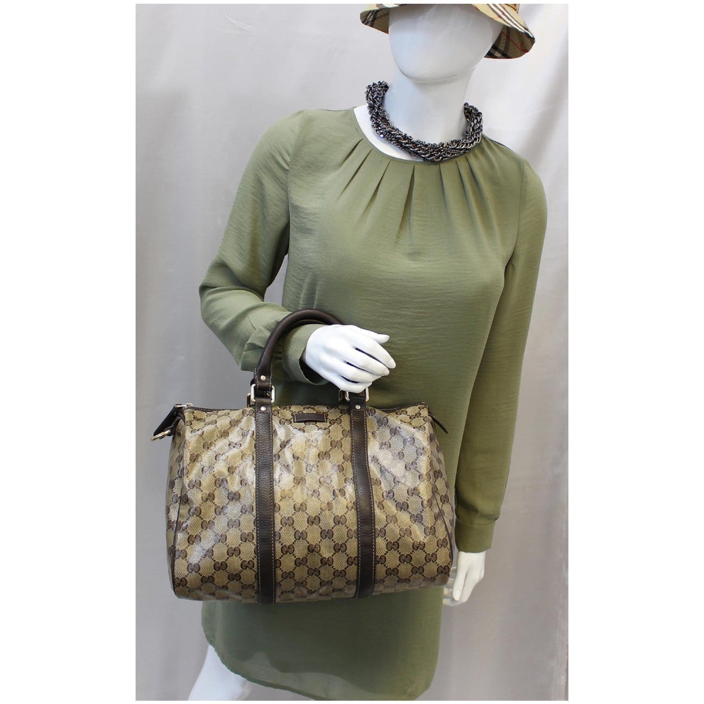 GUCCI Crystal Coated GG Guccissima Boston Bag 265697 Beige
