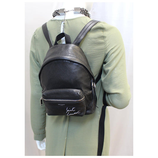YVES SAINT LAURENT Toy City Embroidered Leather Backpack Bag Black