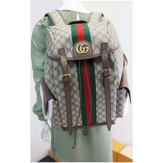 GUCCI Ophidia GG Medium Supreme Canvas Backpack Beige/Ebony 598140 - 15% OFF