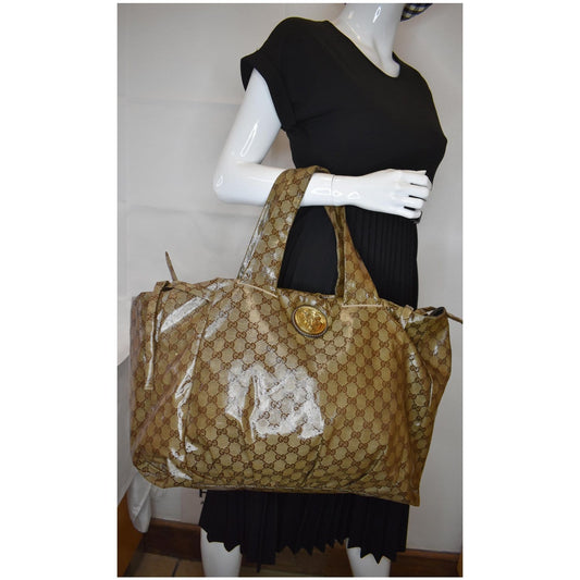 GUCCI Hysteria Large Crystal Coated Canvas Tote Bag Beige 197022