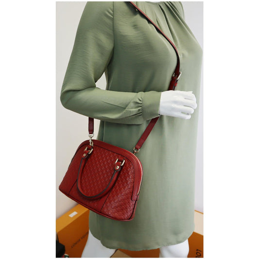 GUCCI Dome Convertible Micro Guccissima Crossbody Bag Red 449654