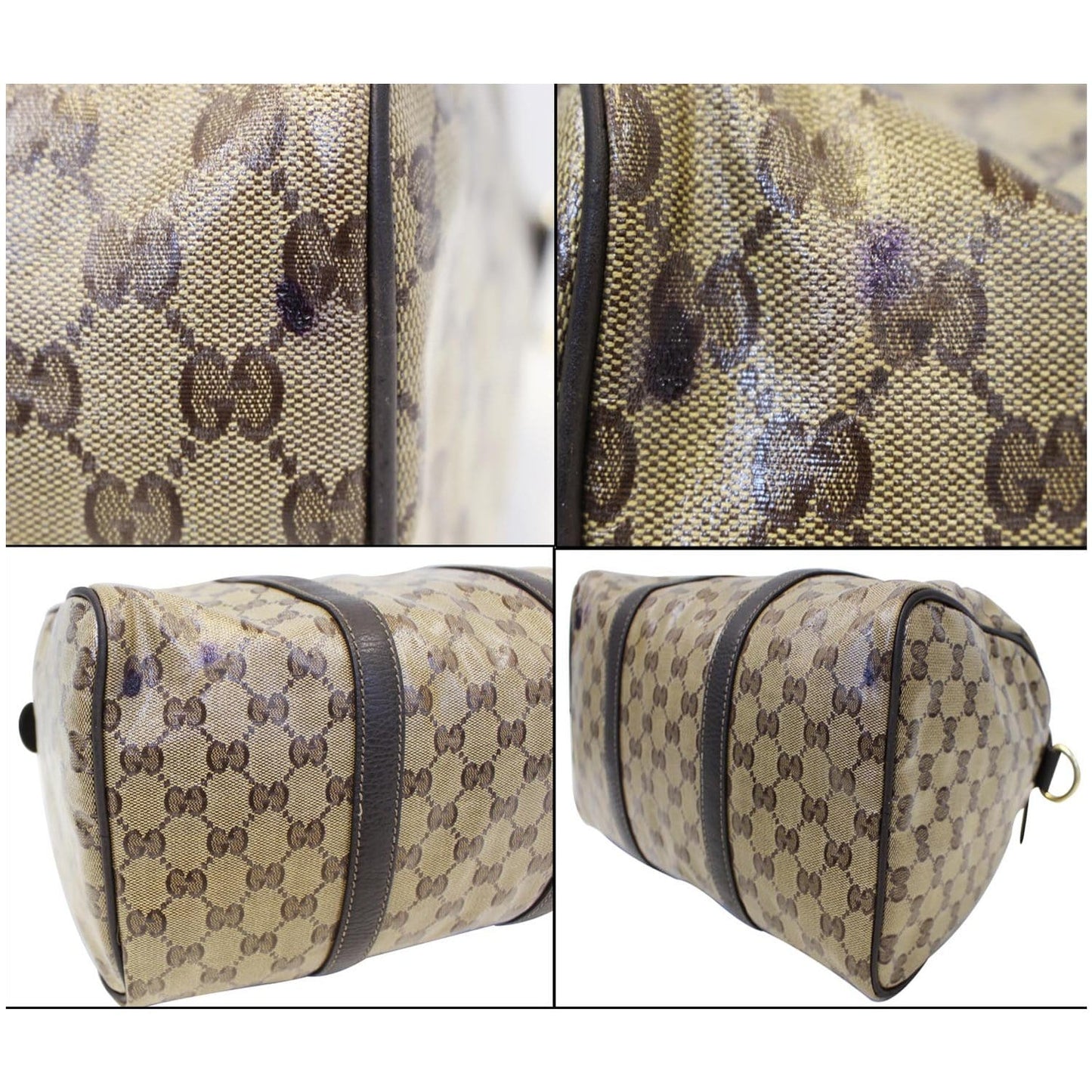 GUCCI Crystal Coated GG Guccissima Boston Bag 265697 Beige