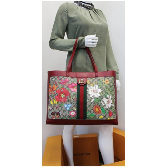 GUCCI Ophidia GG Flora Medium Tote Bag Red 547947