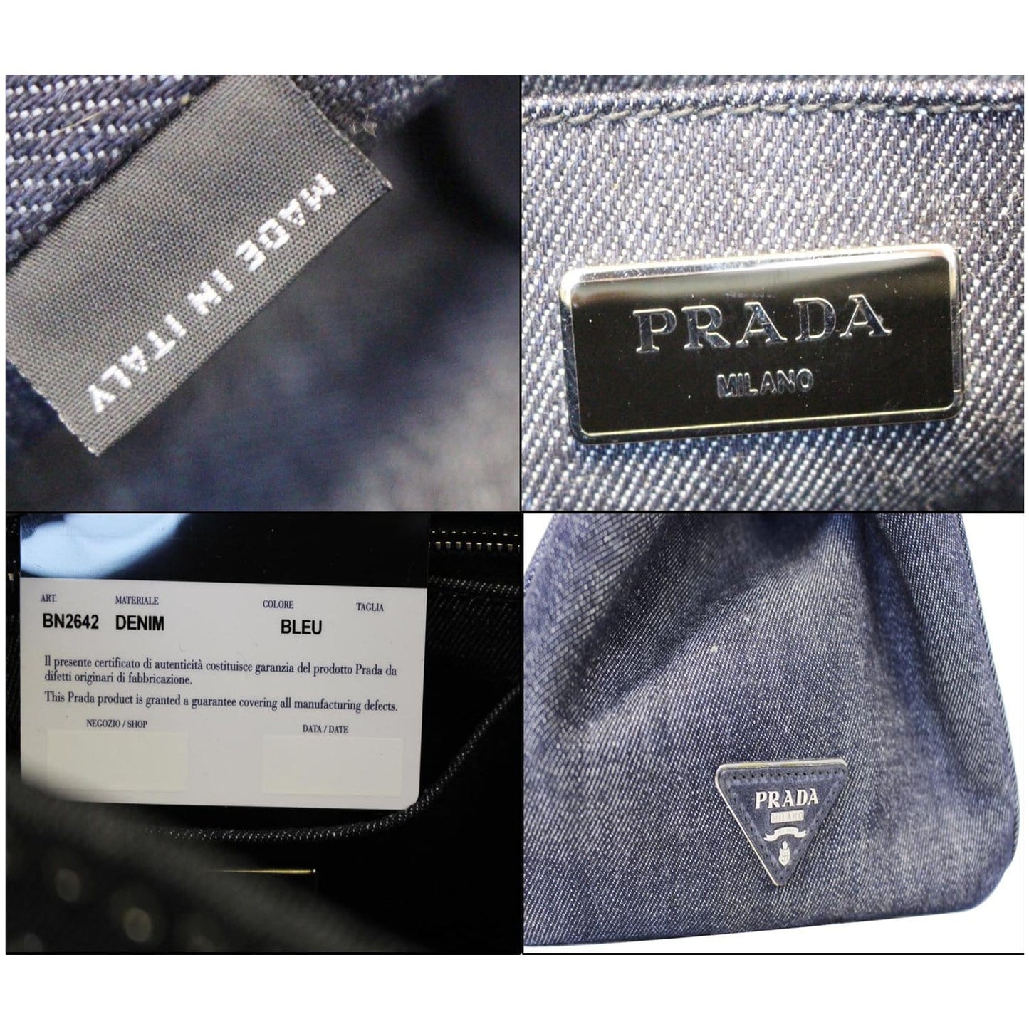 PRADA Canapa Jeweled 2way Tote Bag Denim - Last Call