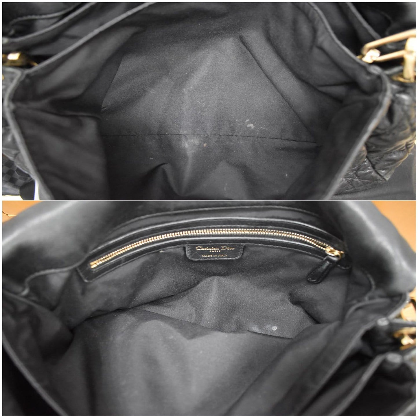 CHRISTIAN DIOR Cannage New Lock Flap Leather Shoulder Bag Black