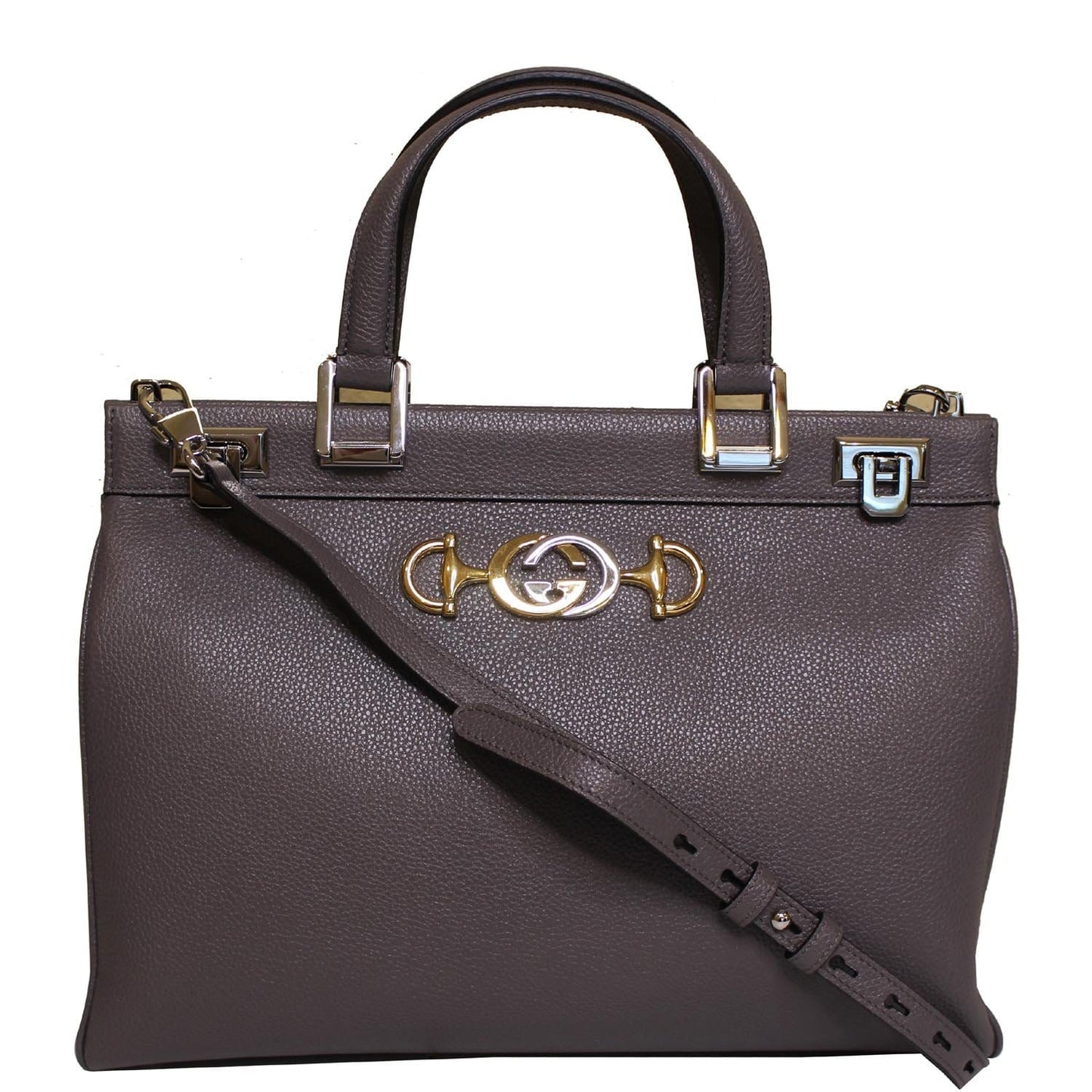 Gucci Zumi Medium Grainy Leather Top Handle Bag Dusty Grey 564714