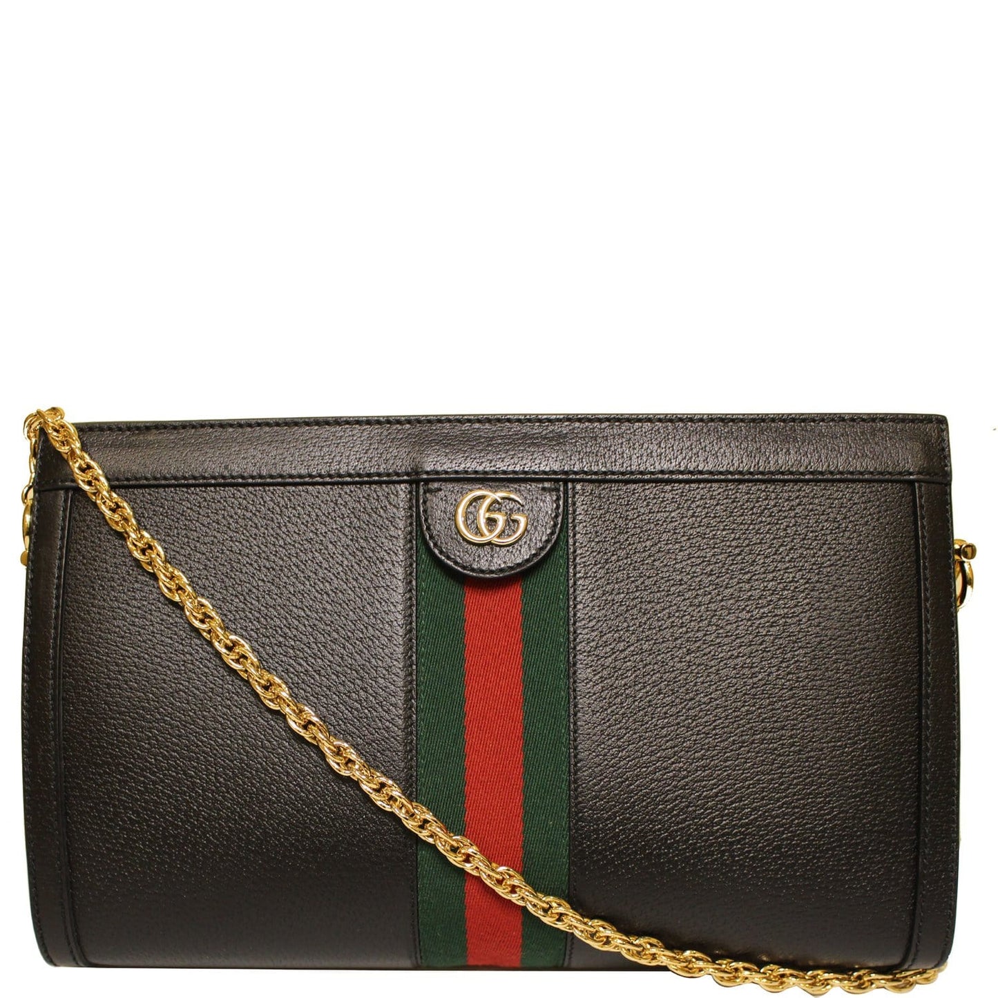 GUCCI Ophidia GG Medium Leather Shoulder Bag Black 503876
