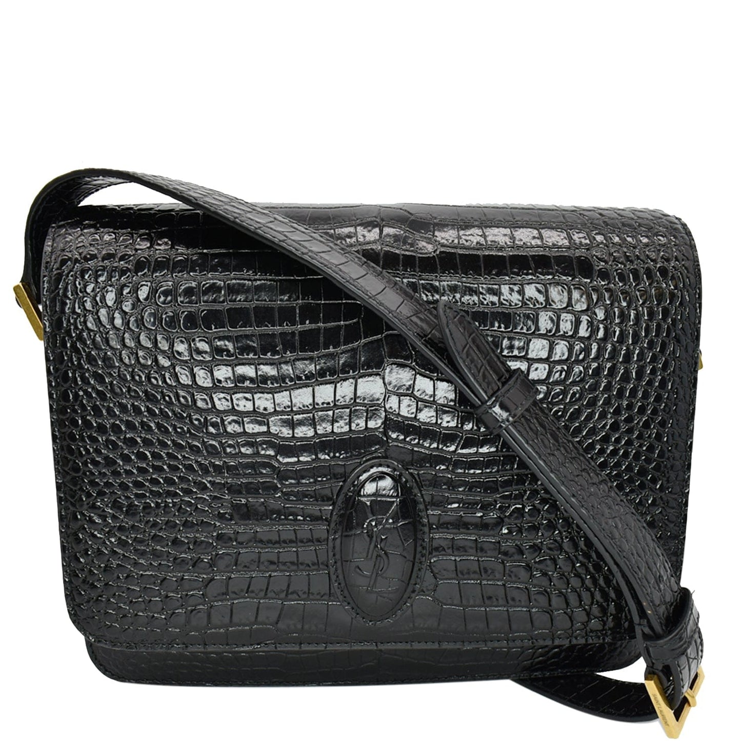 YVES SAINT LAURENT New Besace Embossed Leather Crossbody Bag Black
