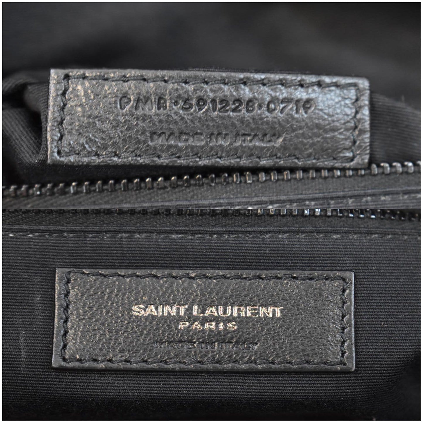 YVES SAINT LAURENT Niki Croc Embossed Leather Shoulder Bag Black