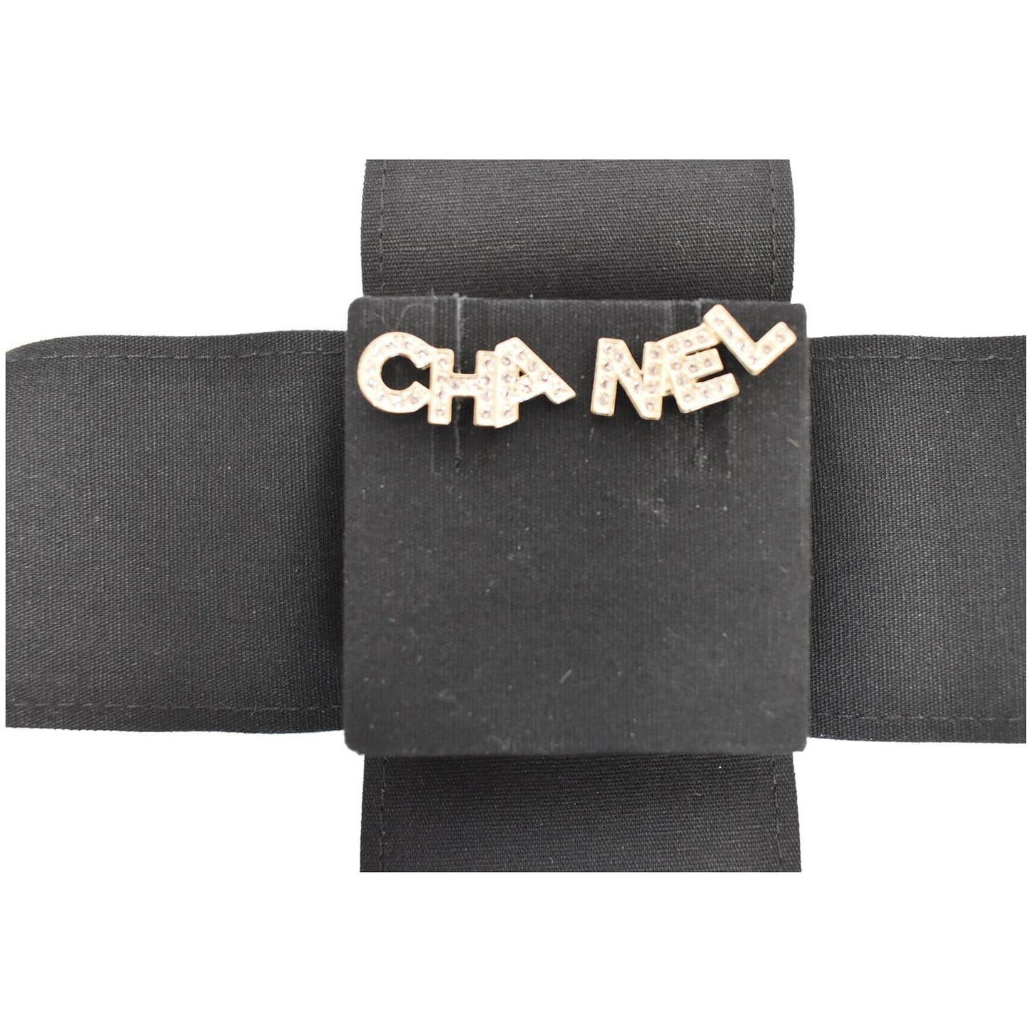 CHANEL 20B CHA NEL Stud Crystal Earrings Gold
