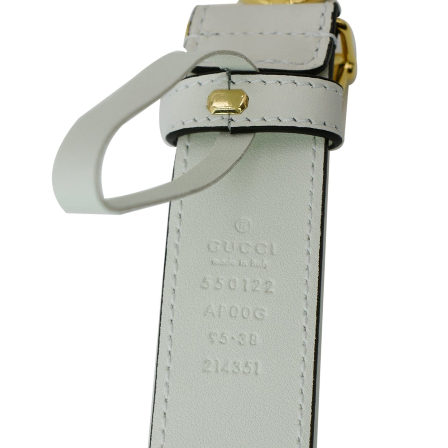 GUCCI Horsebit Interlocking Leather Belt White 550122 Size 95/38