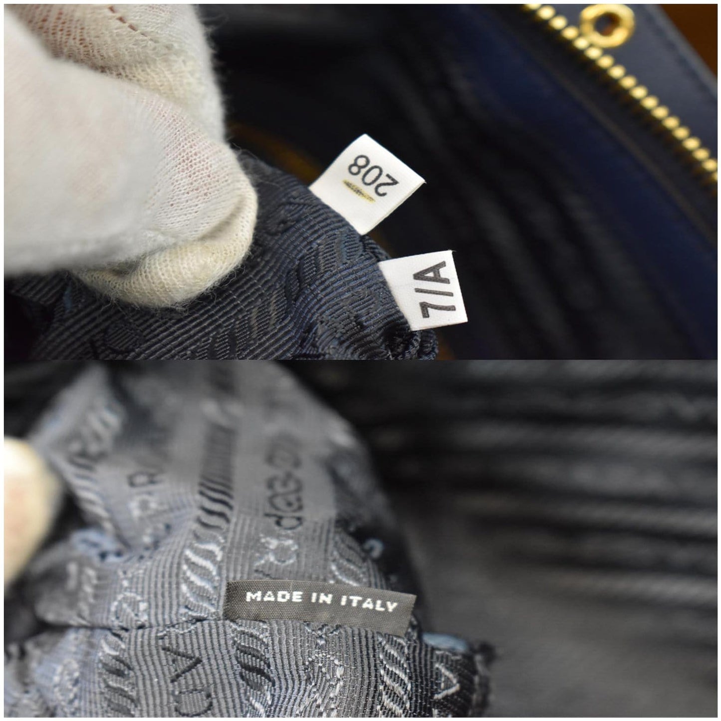 PRADA Tessuto Saffiano Nylon Tote Shoulder Bag Blue