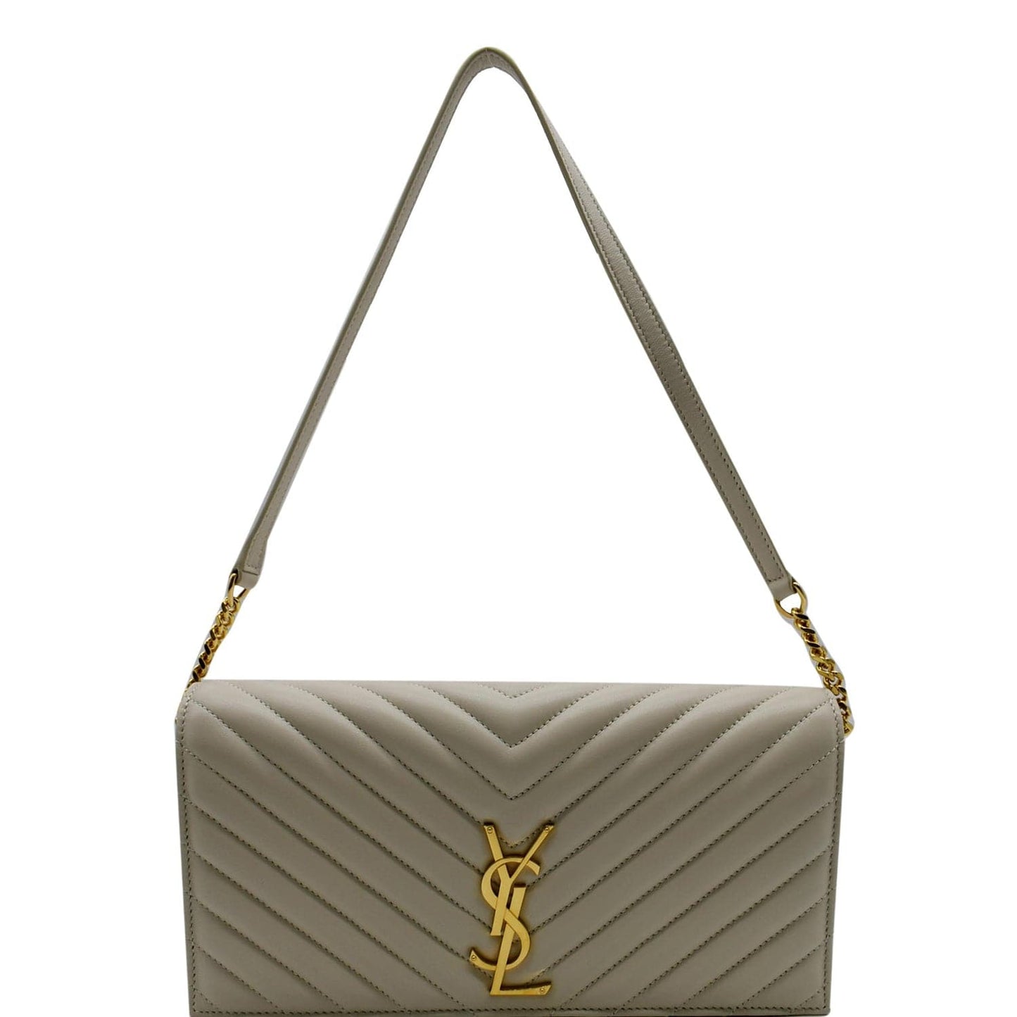 YVES SAINT LAURENT Kate Supple 99 Lambskin Leather Chain Shoulder Bag Light cream