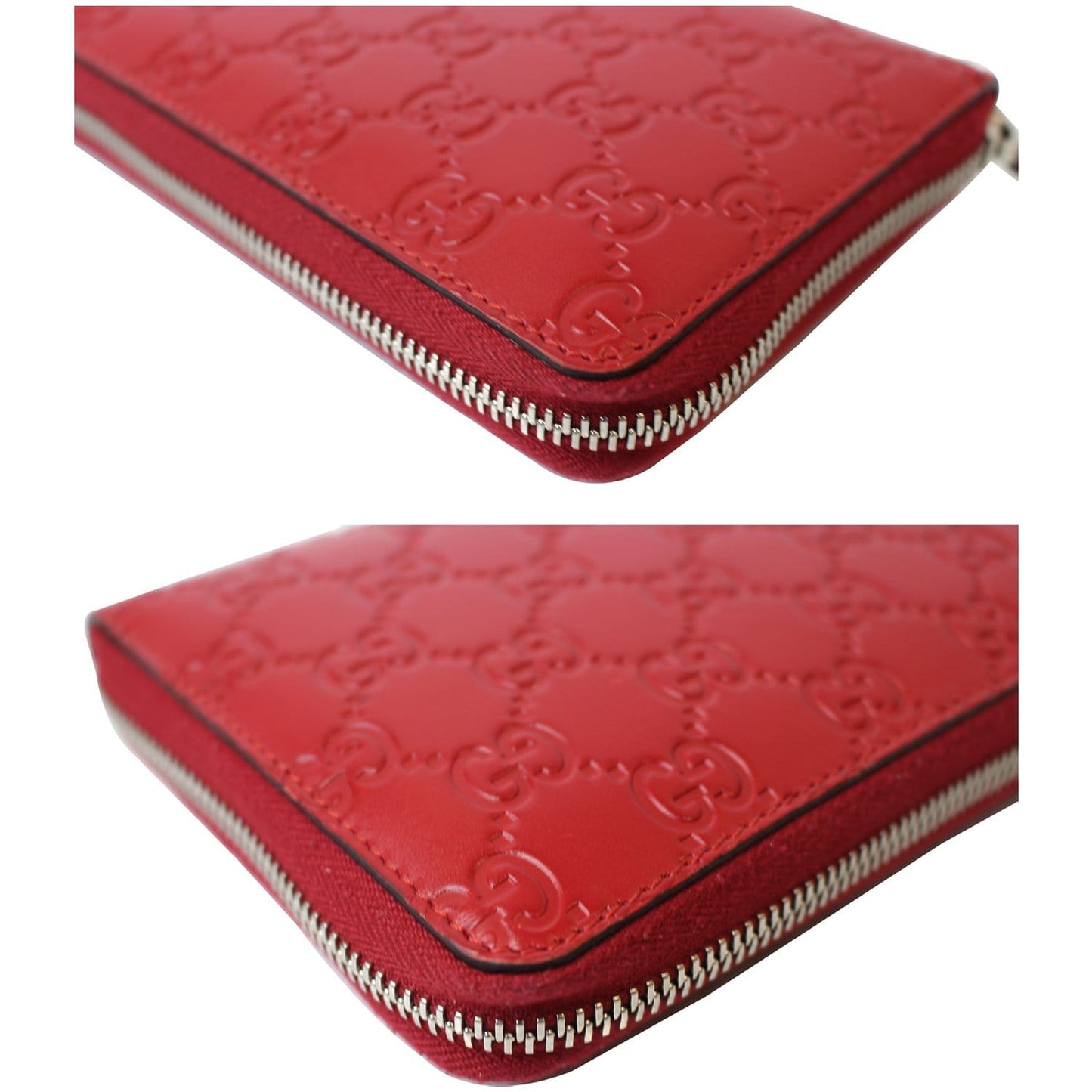 GUCCI Signature Continental Guccissima Zip Around Wallet Red 233194