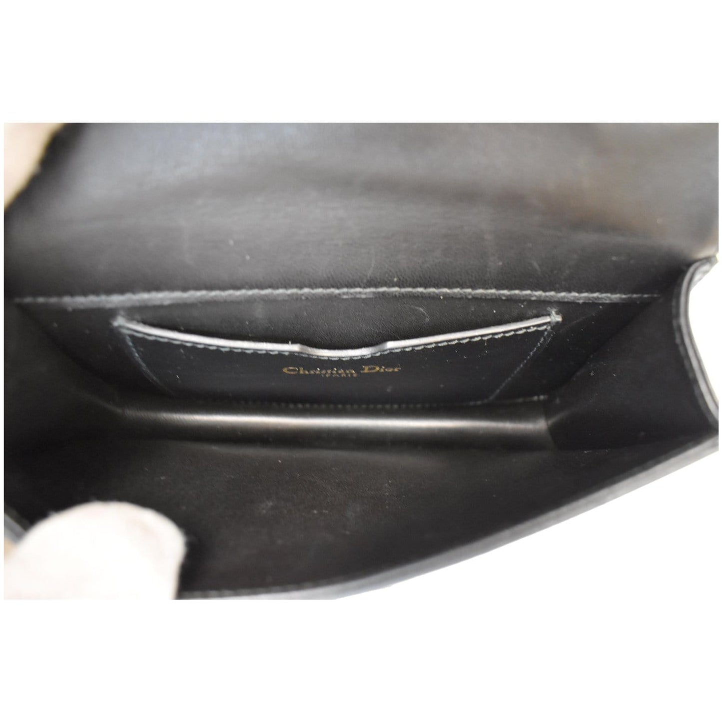 CHRISTIAN DIOR Bee Leather Pouch Clutch Bag Black