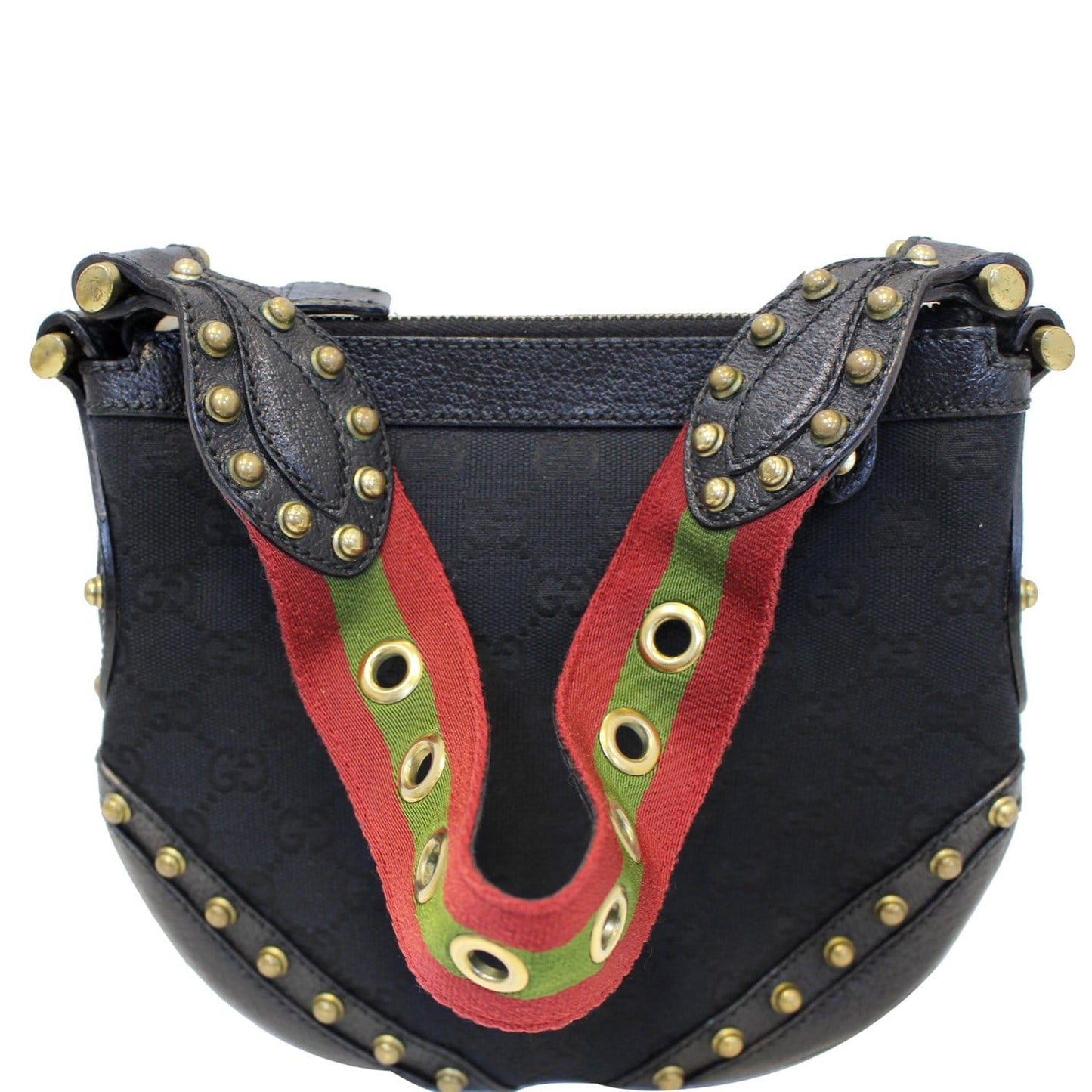 Gucci Pelham Small GG Canvas Studded Shoulder Bag Black