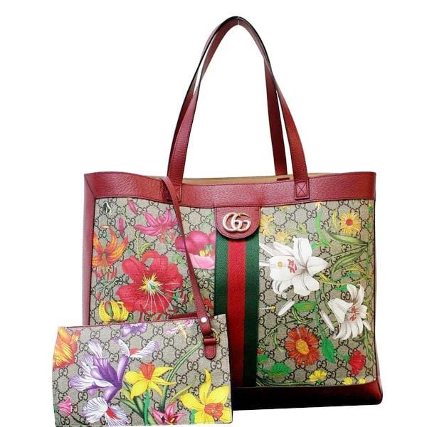 GUCCI Ophidia GG Flora Medium Tote Bag Red 547947