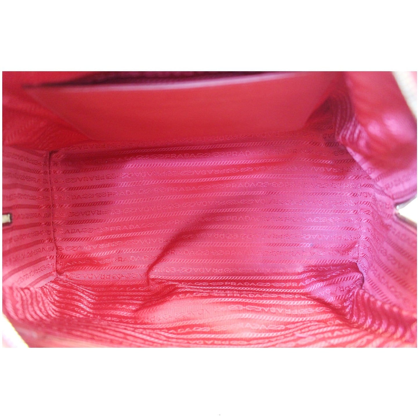 PRADA Lux Saffiano Leather Boston Handbag Red