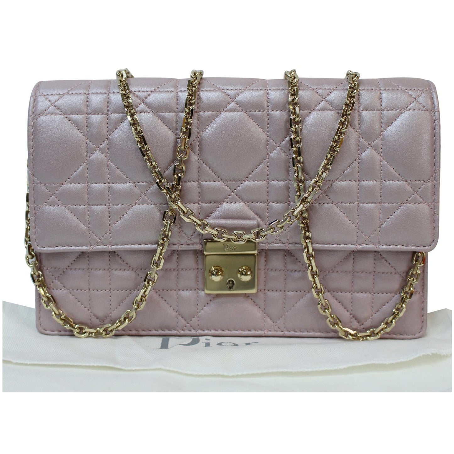 CHRISTIAN DIOR Miss Dior Promenade Wallet on Chain Crossbody Bag Light Pink