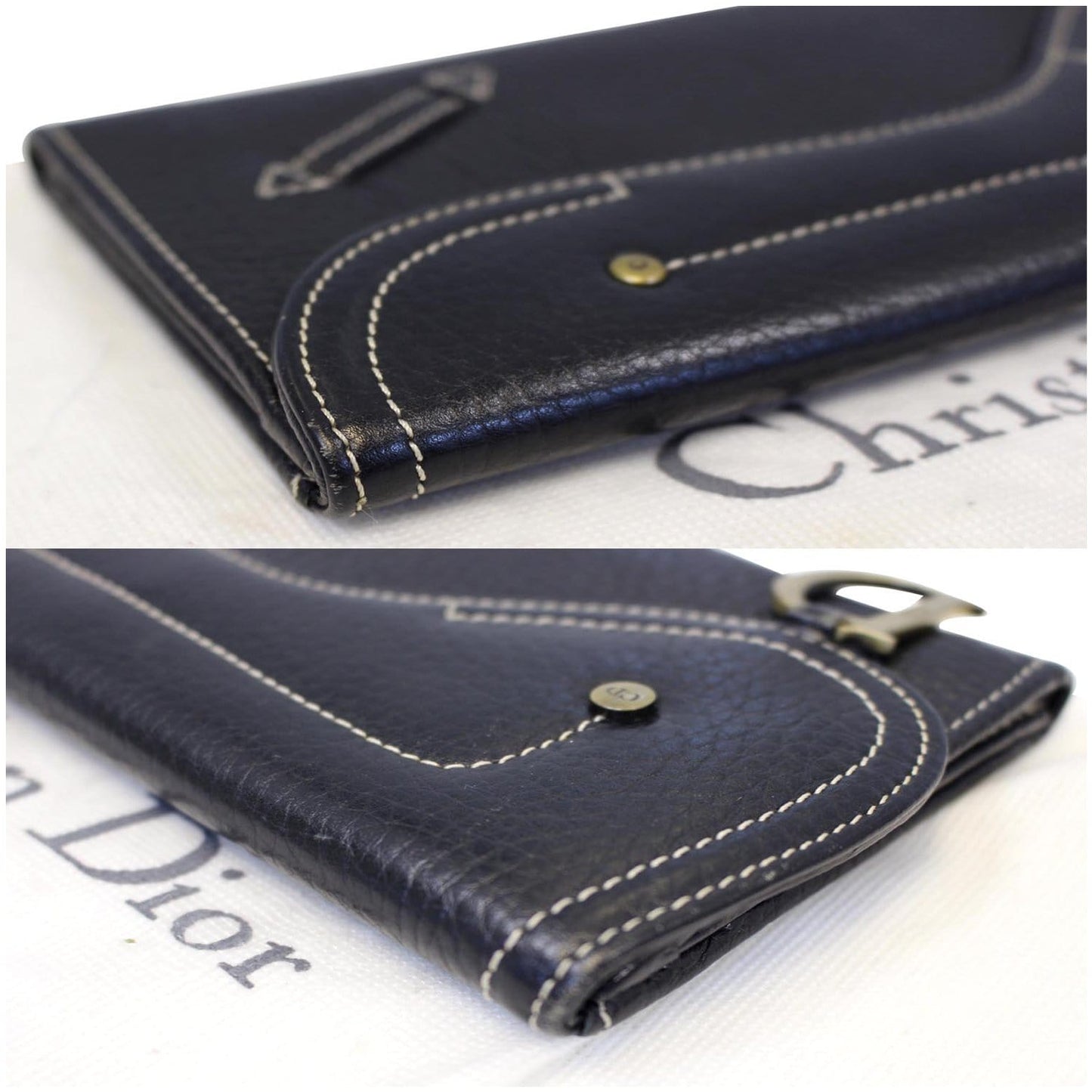 CHRISTIAN DIOR Saddle Leather Wallet Black