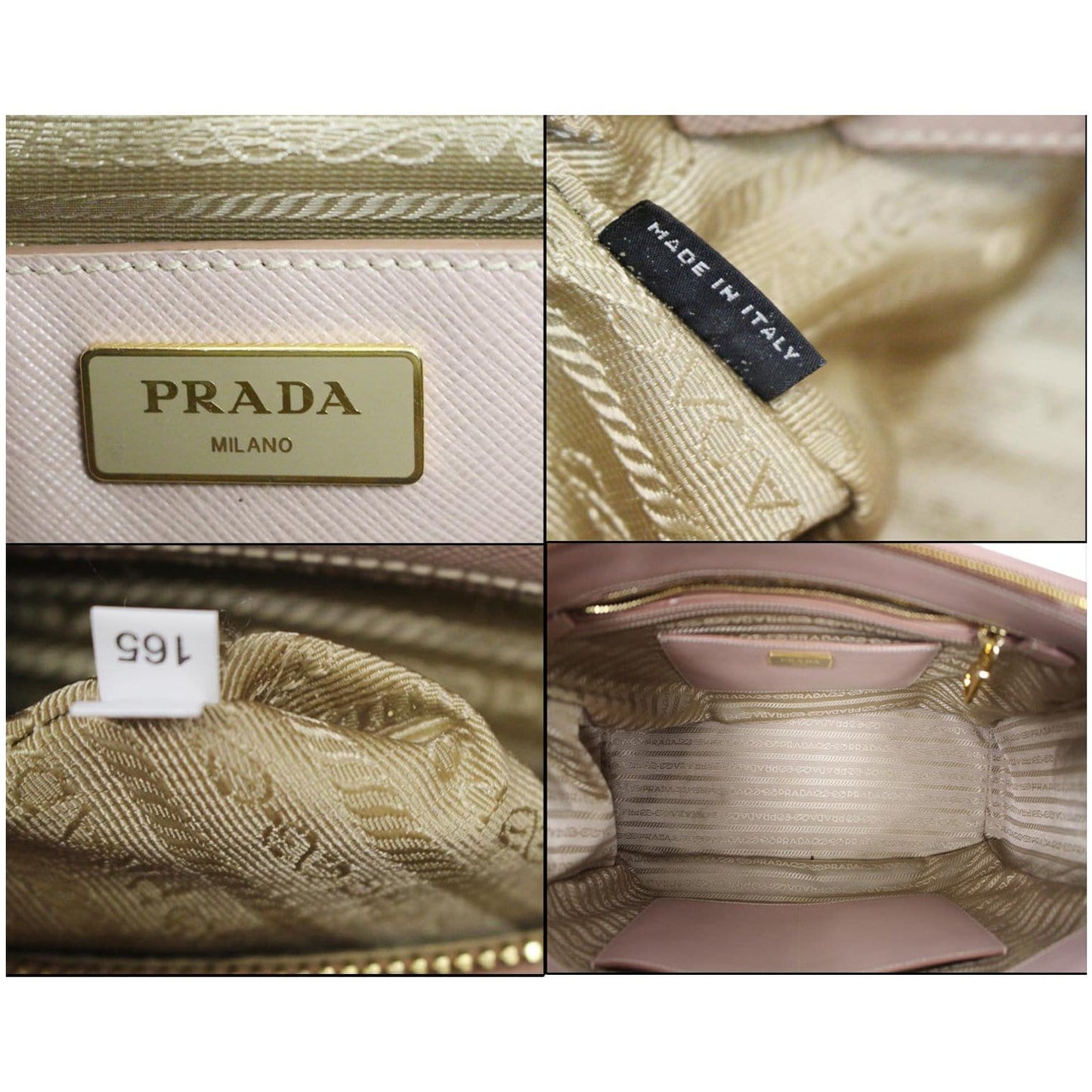 PRADA Lux Large Saffiano Leather Tote Shoulder Bag Light Pink