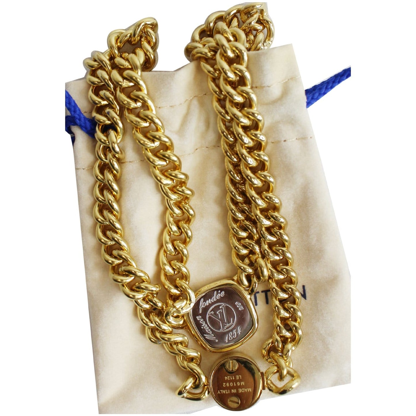 LOUIS VUITTON LV ID Chain Necklace Gold M61092